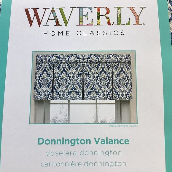Waverly Donnington Box Pleat Window Curtain Valance Cornflower Blue 52”W X 18”L - Picture 1 of 7